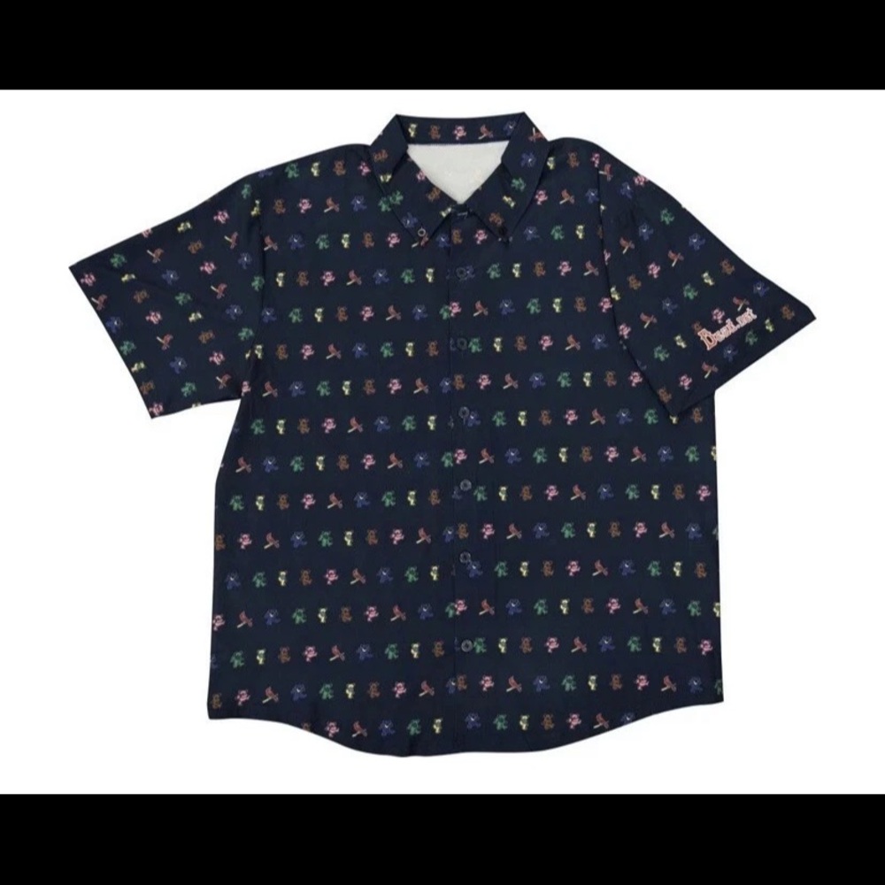 St Louis Cardinals Dead Head Dancing Bears Navy Short Sleeve Shirt Scrub NEW